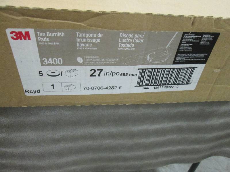 lot 64 image: 3M Tan Burnish Pad 3400, 27 Floor ...