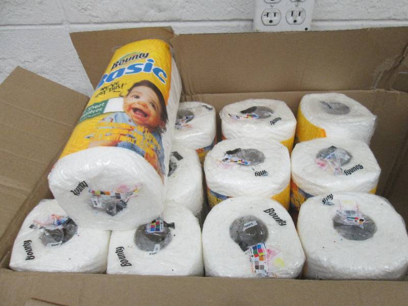 lot 100 image: Box of 28 Rolls Bounty Basic Paper ...