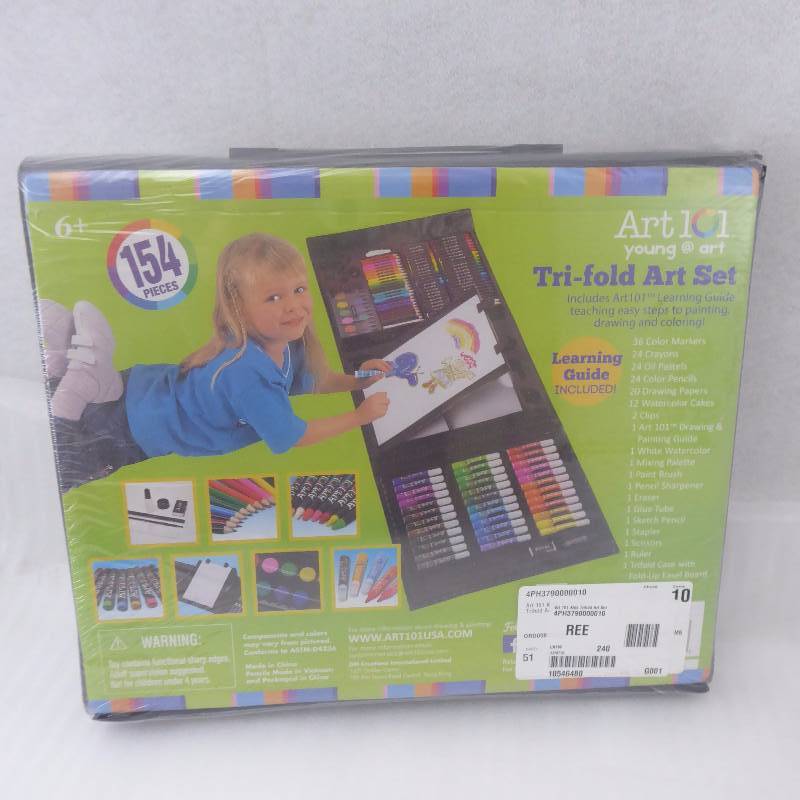 Brand New 154 piece Trifold Art Set With Pop-Up Easel by Art 101