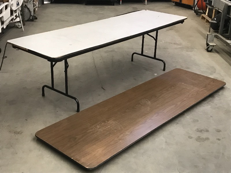 lot 50 image: (2) 8ft Steel-Framed Banquet Tables...