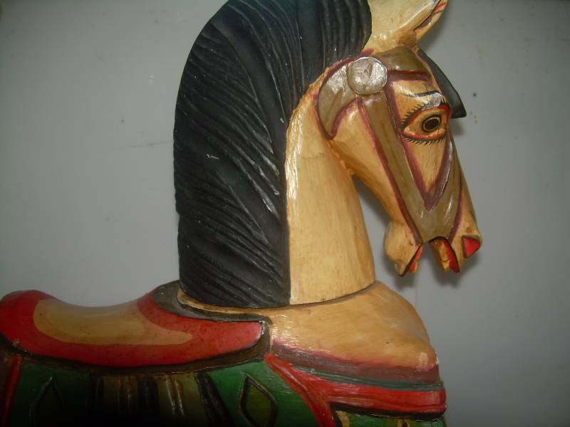 VINTAGE HAND CARVED WOODEN HORSE