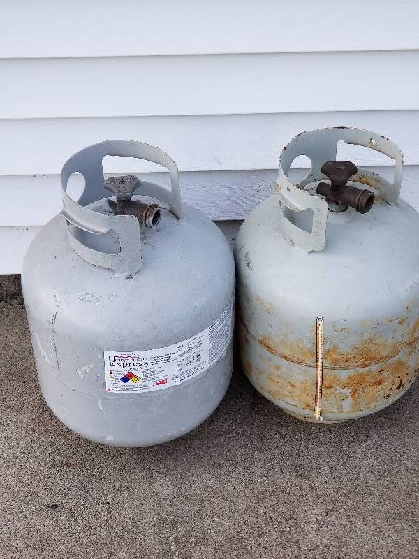 lot 2 image: Two 20lb. Propane Tanks