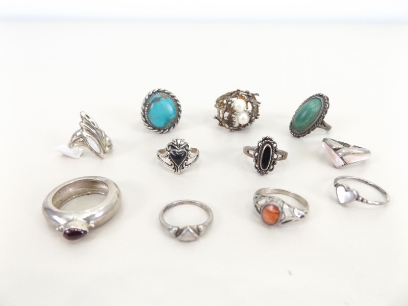 11 Womens Sterling Silver Rings (1.714 oz Total Weight)
