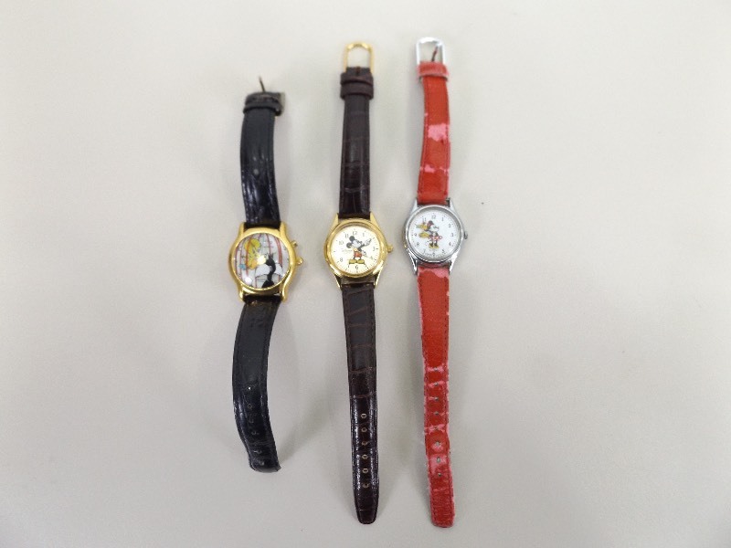 3 Vintage Mickey Mouse, Minnie Mouse, and Tweety Watches