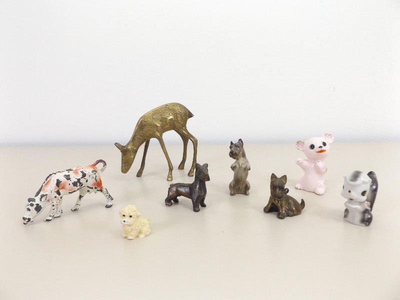 Lot of Vintage Brass, Bronze, Porcelain, etc. Figurines