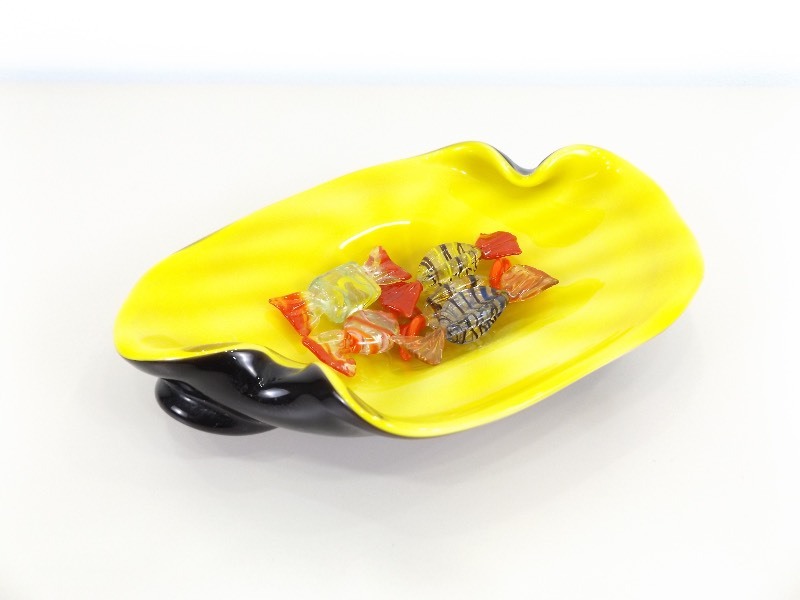 Vintage Blown Glass Dish with Blown Glass Candies