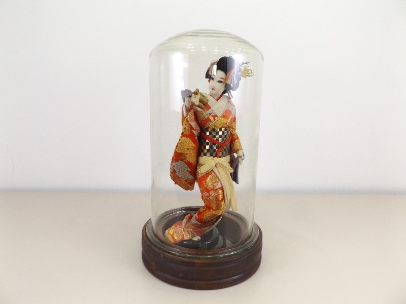 NOT YOUR AVERAGE Large Geisha Doll in Glass Display Case
