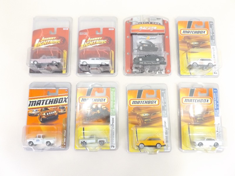 8 Johnny Lightning, Matchbox, etc. Cars in Protectors