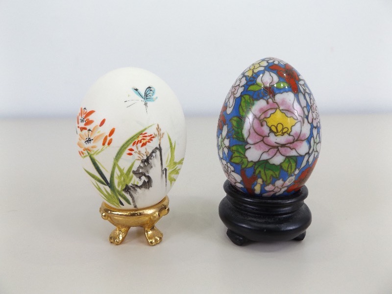 2 Vintage Hand Painted, and Cloisonne Eggs