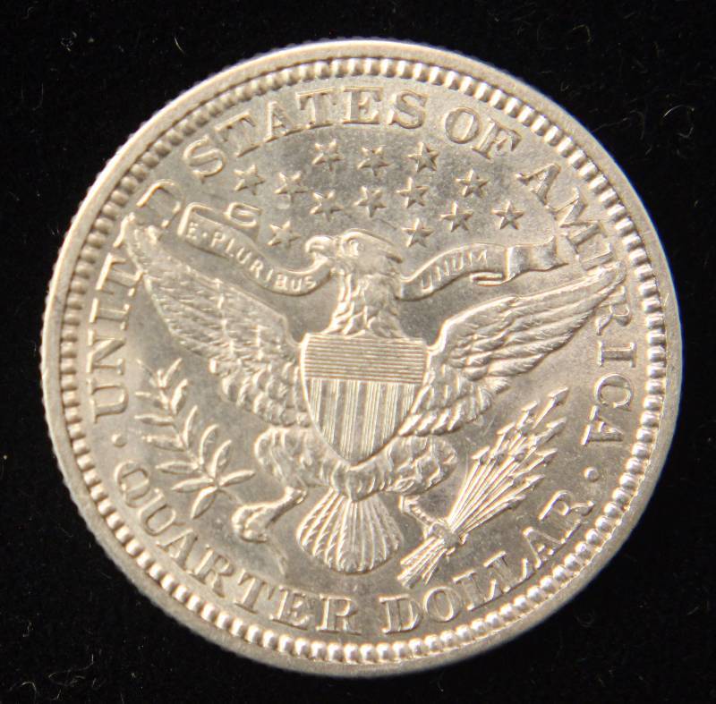 lot 02 image: 1915 BARBER SILVER QUARTER UNC