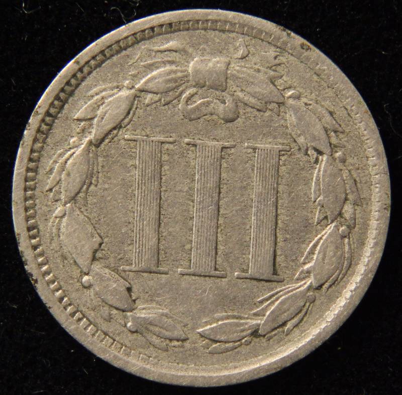 lot 38 image: 1867 THREE CENT NICKEL VG