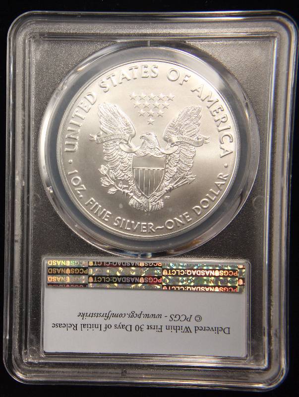 lot 56 image: 2016 AMERICAN SILVER EAGLE 1 TROY OZ. .999 FINE SILVER MS70 PCGS FIRSTSTRIKE