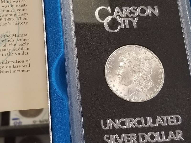 lot 01 image: 1882-CC CARSON CITY MORGAN SILVER DOLLAR GSA BU-UNC ORIGINAL PACKAGING