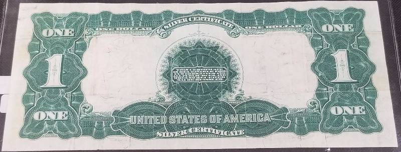 lot 03 image: 1899 LARGE SIZE US $1 BLACK EAGLE CURRENCY XF