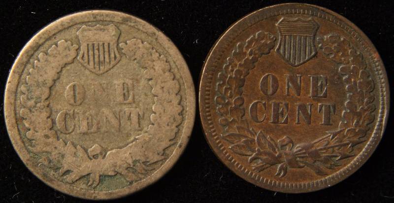 lot 13 image: 2 INDIAN HEAD CENTS - 1862 VG & 1901 XF