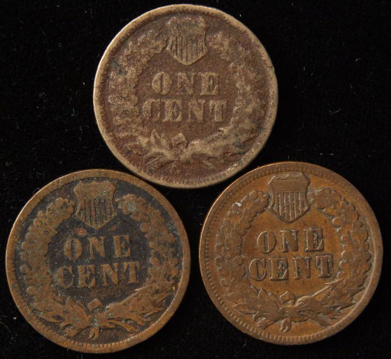 lot 30 image: 1862, 1889 & 1902 INDIAN HEAD CENTS