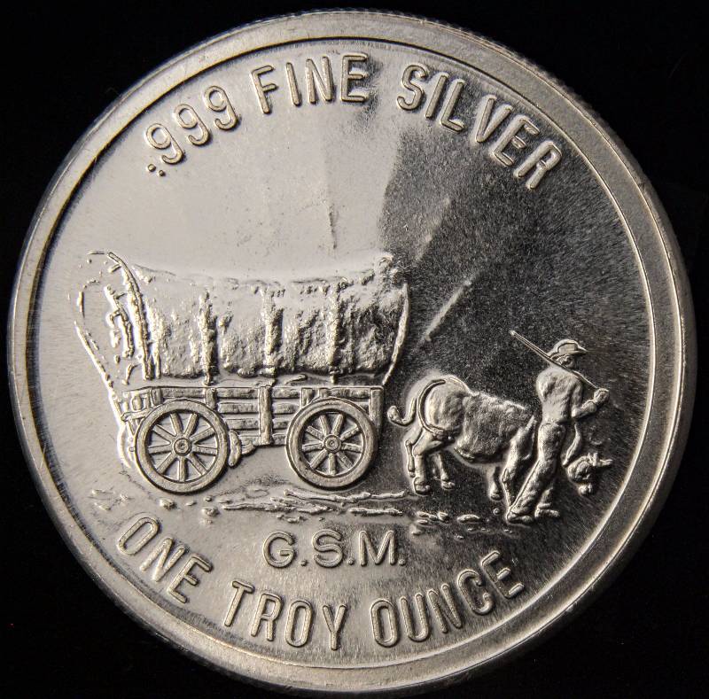 lot 19-A image: 1 TROY OZ. .999 FINE SILVER PROSPECTOR GOLDEN STATE MINT