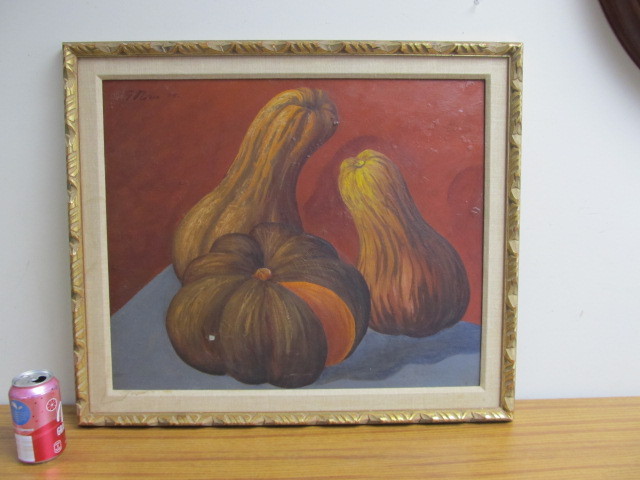 lot 41 image: Mid Century SignedDated Oil on Canvas Still Life Painting