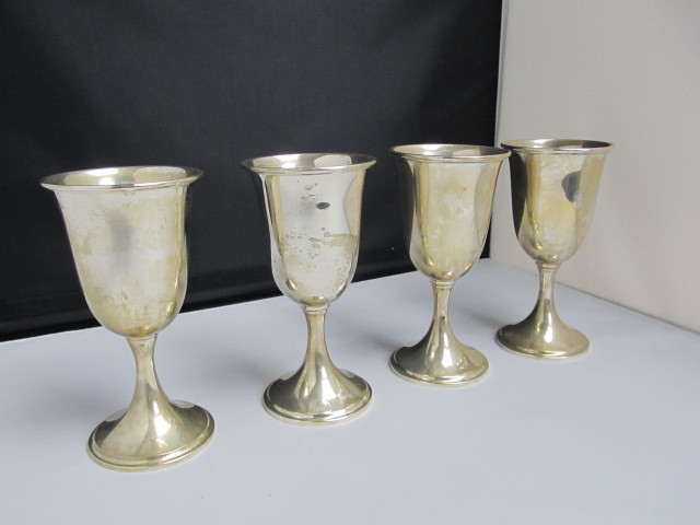 lot 11 image: Set of 4 Antique S. KIRK & SON Sterling Silver Goblets