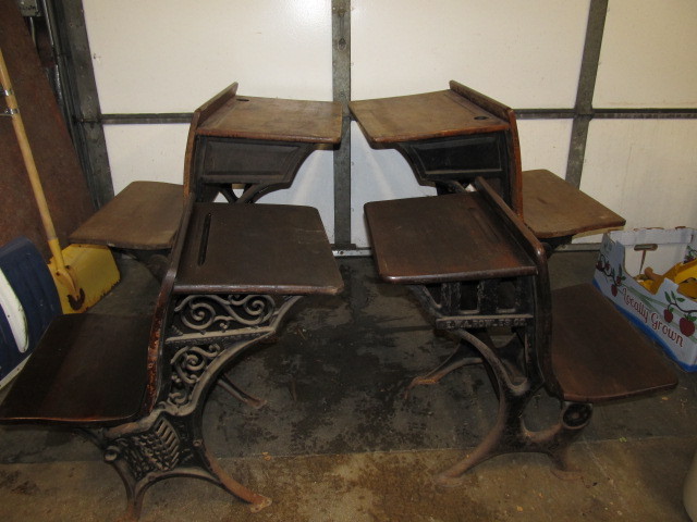 lot 66 image: Group of 4 Antique School Desks