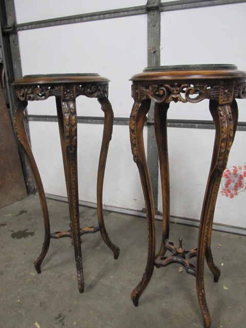 lot 18 image: Pair of Vintage Marble Top FernPlant Stands
