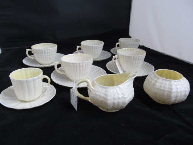 lot 26 image: Vintage BELLEEK Limpet Pattern TeacupsSaucers etc.