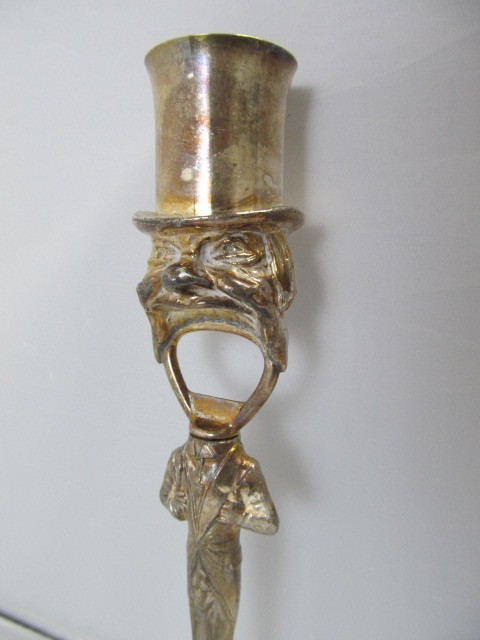 lot 134 image: 1930s Weidlich Bros Figural Bottle OpenerCorkscrewShot Glass