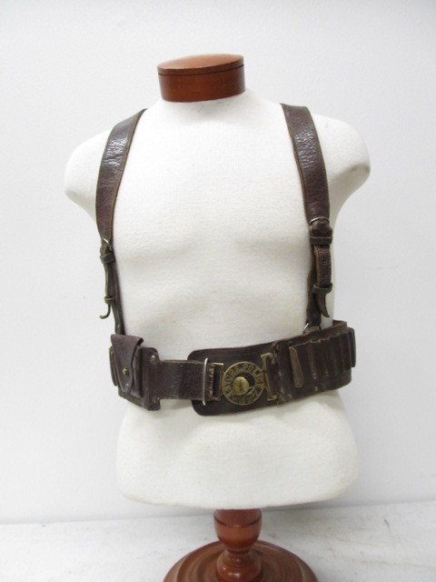 lot 137 image: Orig Antique Police AmmoGun Belt wBuckle