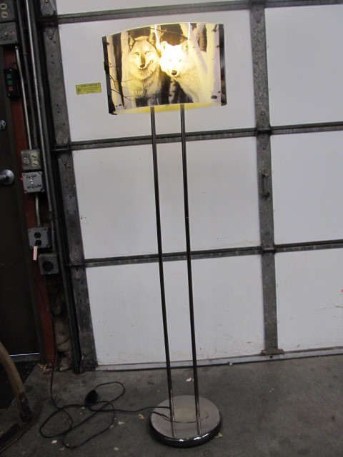 lot 154 image: Chrome & Glass Wolf Floor Lamp