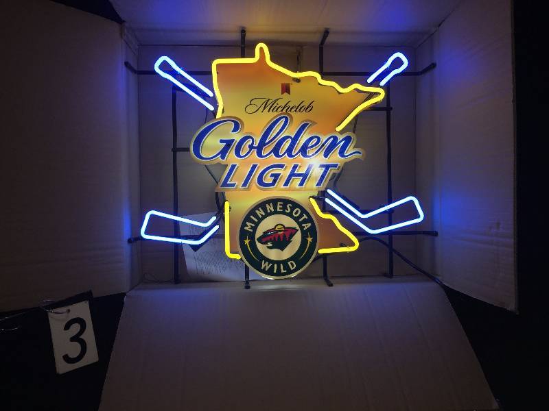 lot 3 image: MN Wild State of Hockey Mich Golden neon. New in Box.