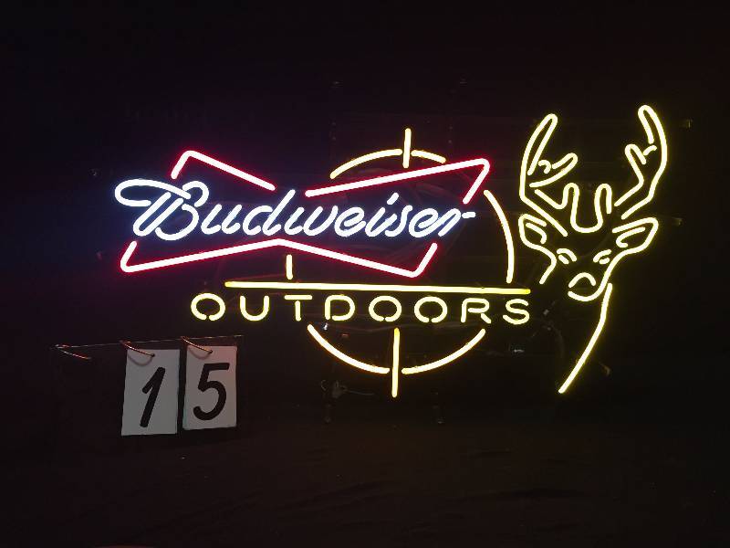 lot 15 image: Budweiser outdoors buck head neon