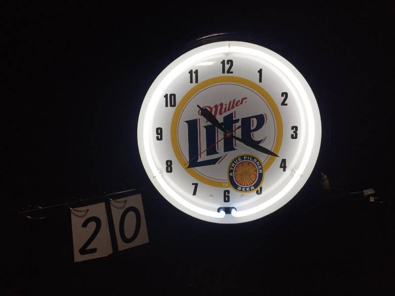 lot 20 image: Nyes Polonaise Room Miller Lite neon clock