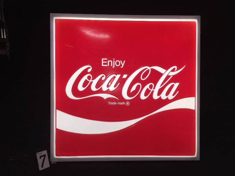 lot 7 image: Enjoy Coca-Cola lit sign