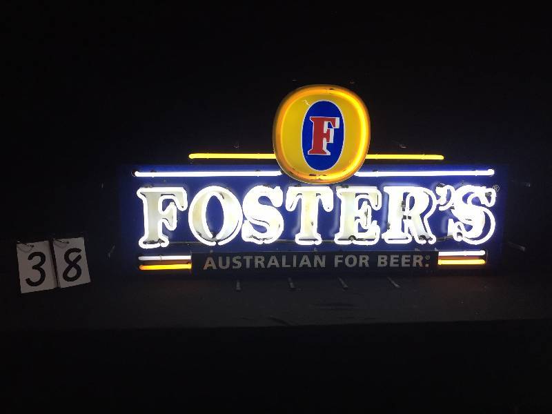 lot 38 image: Fosters Australian beer marquis neon.