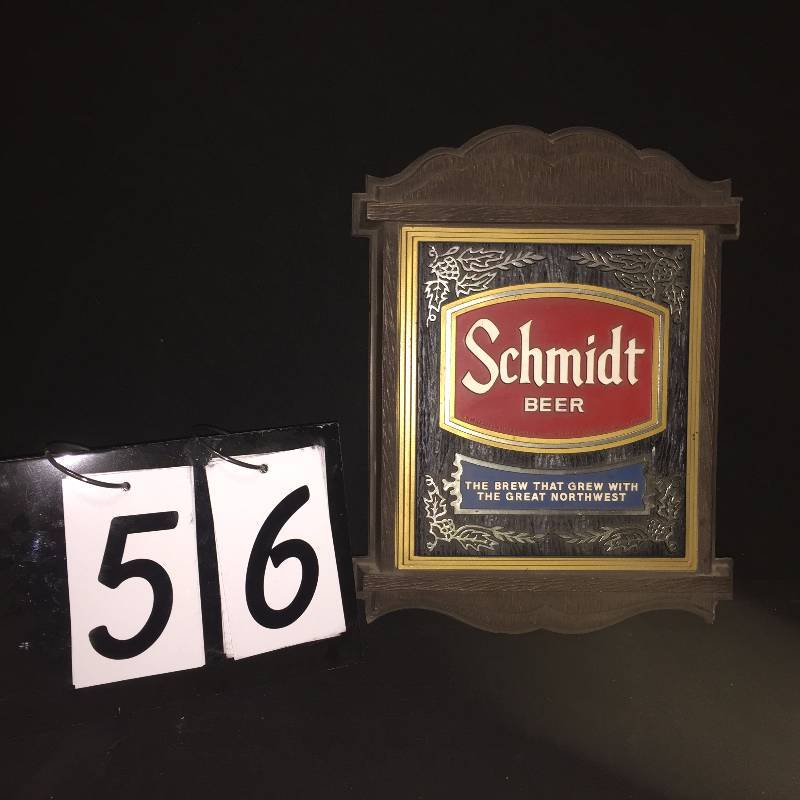 lot 56 image: Schmidt Beer molded plastic plaque