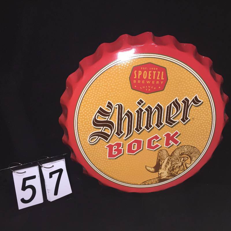 lot 57 image: Shiner Bock tin bottle cap