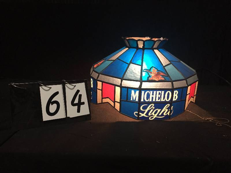 lot 64 image: Michelob Light Tiffany style hanging lamp