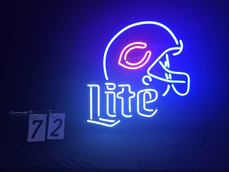 lot 72 image: Miller Lite beer Chicago Bears neon football helmet