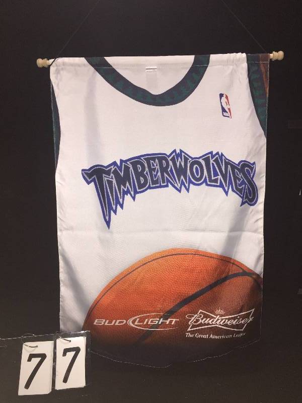 lot 77 image: Bud  Bud Light MN Timberwolves jersey banner
