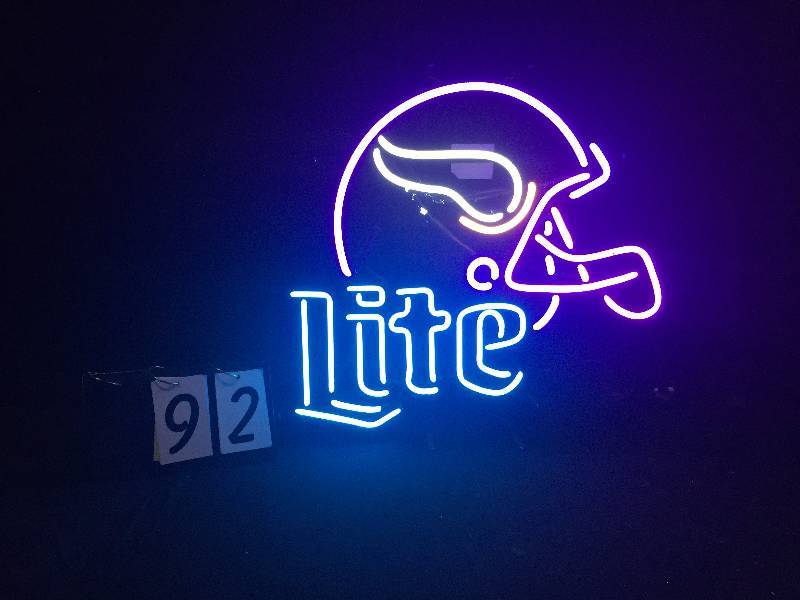 lot 92 image: MN Vikings Miller Lite neon football helmet