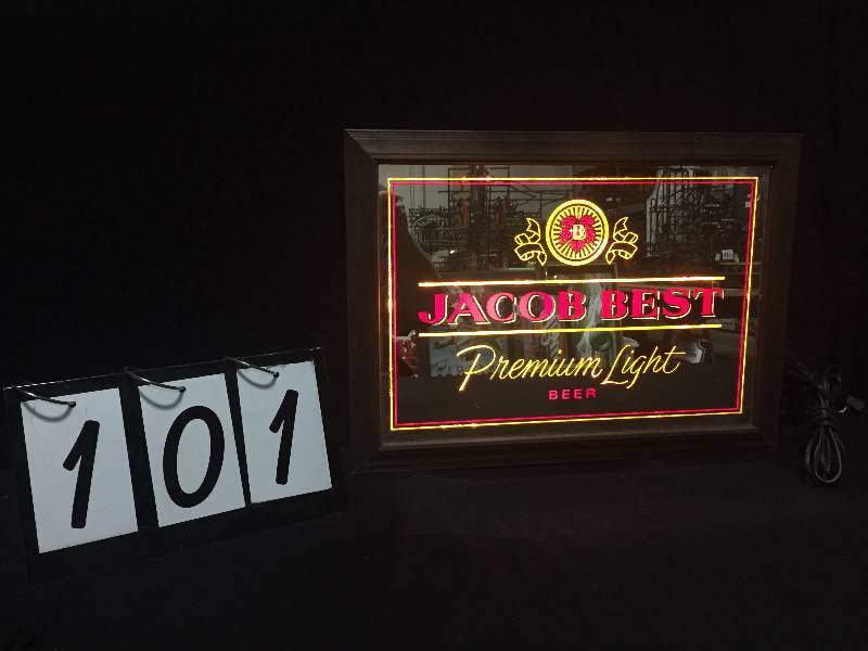 lot 101 image: Jacob Best Premium Light Beer framed light up sign