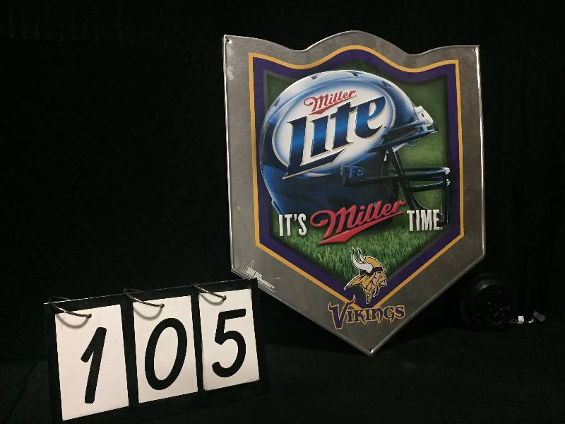lot 105 image: MN Vikings football, Miller Lite beer shield