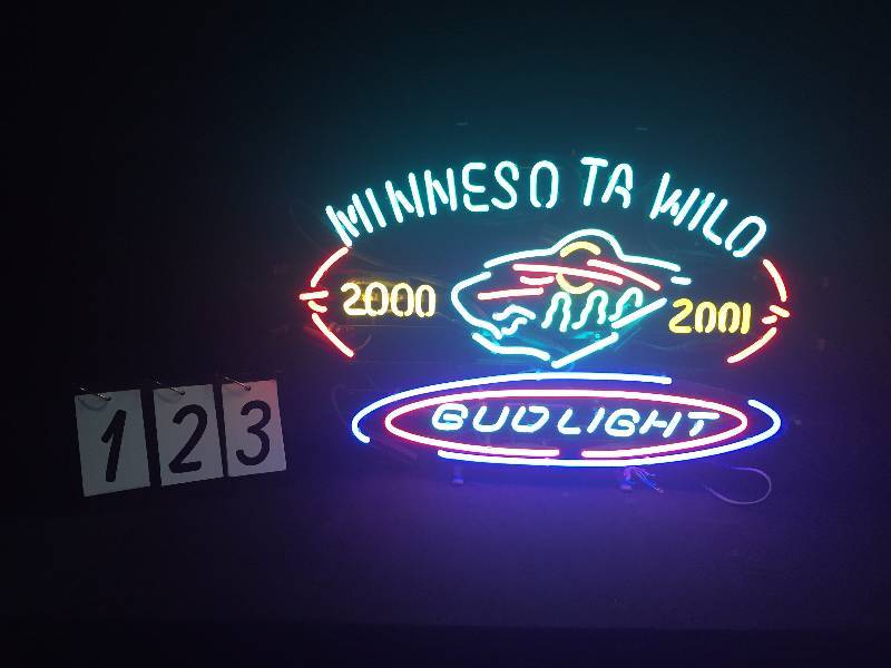 lot 123 image: MN Minnesota Wild Hockey 2000-2001, Bud Light neon