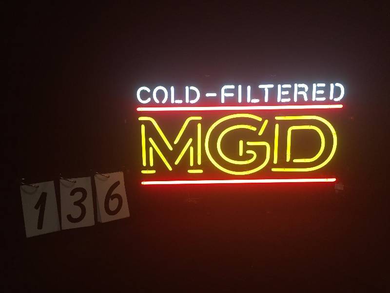 lot 136 image: MGD Cold-Filtered Beer neon