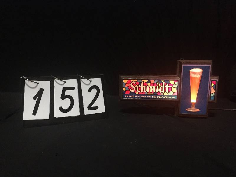 lot 152 image: Schmidt Beer pilsner glass lit sign
