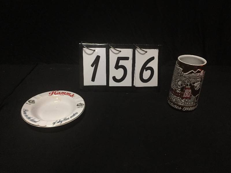 lot 156 image: Hamms 1973 Oktoberfest beer stein, with Hamms ashtray
