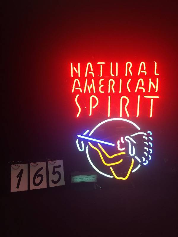 lot 165 image: Natural American Spirit cigarettes neon