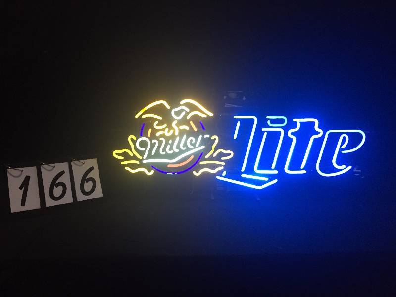 lot 166 image: Miller Lite Beer neon with colorful eagle logo