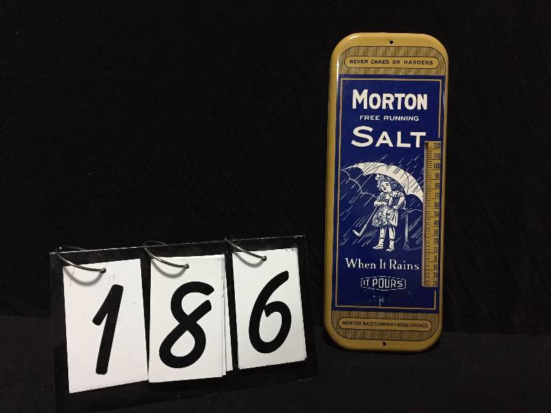 lot 186 image: Morton Salt thermometer.