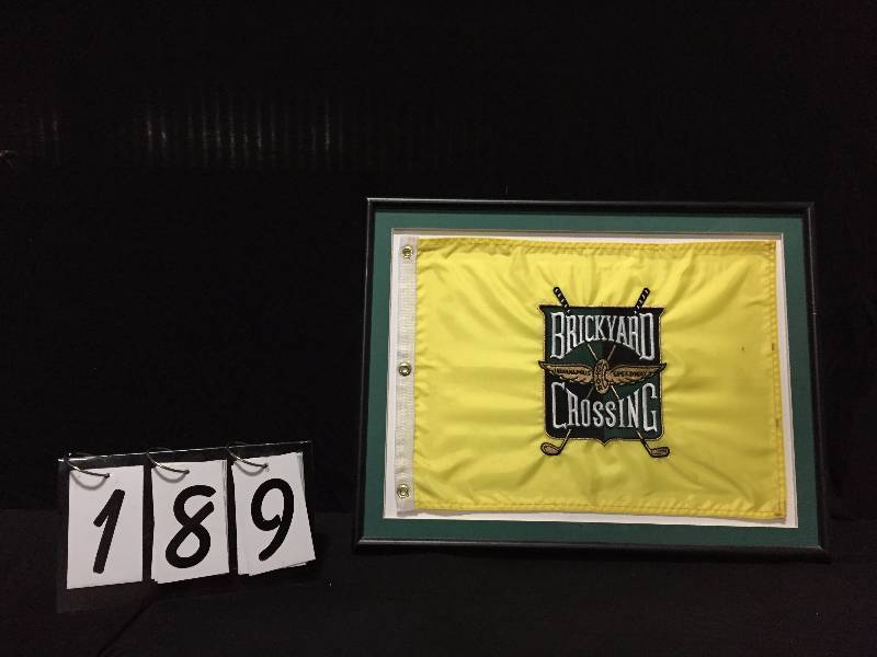 lot 189 image: Matted and framed Indianapolis Motor Speedway, Indy 500 flag